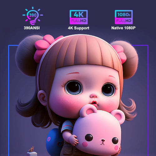 4K Android 11 Projector, Native 1080P Home Cinema, Portable Smart Projector