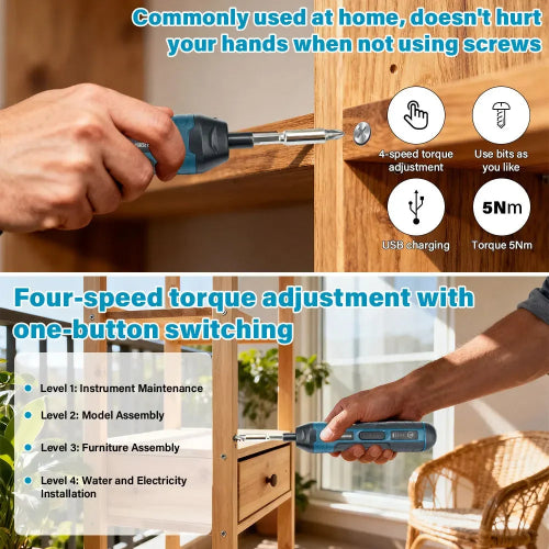 Cordless Electric Screwdriver Set, Lightweight  Rechargeable & Ready for Any Job