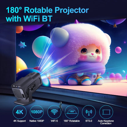 4K Android 11 Projector, Native 1080P Home Cinema, Portable Smart Projector