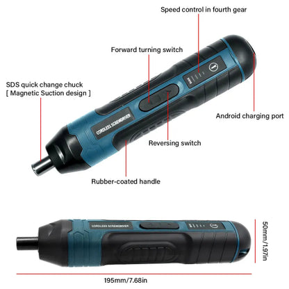 Cordless Electric Screwdriver Set, Lightweight  Rechargeable & Ready for Any Job