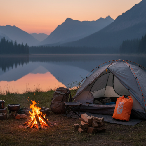 Camping with Product Dry Bag
